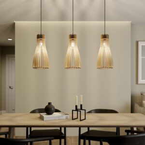 Svítidlo Envostar černá/světlé dřevo kov/textil/březová překližka