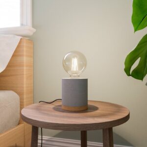 Svítidlo Envostar bílá/světlé dřevo/černá dubové dřevo naolejované/textil/beton