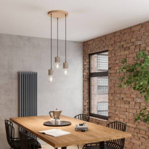 Svítidlo Envostar dřevo světlé/černá/šedá dubové dřevo naolejované/textil/beton