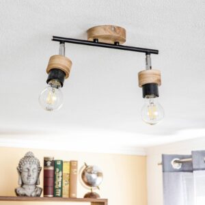 Svítidlo Envostar světlé dřevo/černá dubové dřevo naolejované/kov