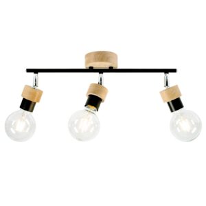 Svítidlo Envostar světlé dřevo/černá dubové dřevo naolejované/kov