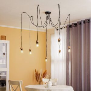 Svítidlo Envostar černá/světlé dřevo kov/dubové dřevo naolejované