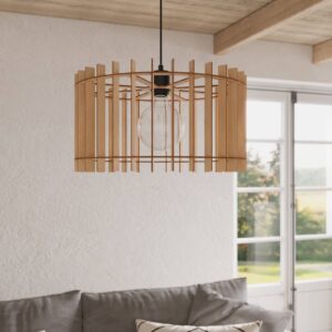 Svítidlo Envostar černá/světlé dřevo kov/textil/březová překližka