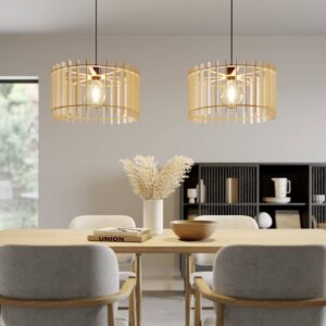 Svítidlo Envostar černá/světlé dřevo kov/textil/březová překližka