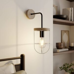 Svítidlo Envostar dřevo šedé/šedá/černá borovicové dřevo/kov/textil