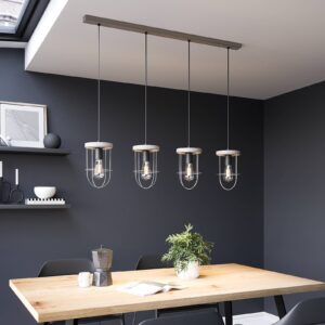 Svítidlo Envostar dřevo šedé/černá/šedá borovicové dřevo/kov/textil