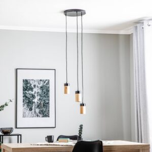 Svítidlo Envostar černá/světlé dřevo kov/textil/dubové dřevo naolejované