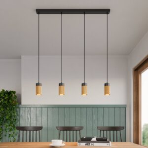 Svítidlo Envostar černá/světlé dřevo kov/textil/dubové dřevo naolejované