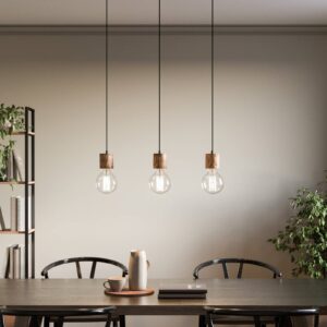 Svítidlo Envostar černá/světlé dřevo kov/textil/borovicové dřevo mořené