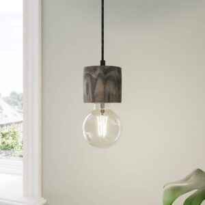 Svítidlo Envostar černá/tmavé dřevo kov/textil/borovicové dřevo mořené