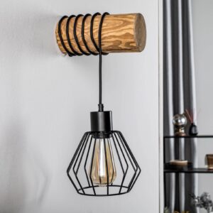 Svítidlo Envostar černá/světlé dřevo kov/borové dřevo mořené