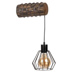 Svítidlo Envostar černá/tmavé dřevo kov/borové dřevo mořené