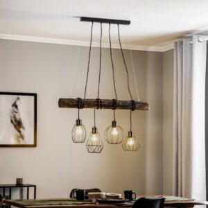 Svítidlo Envostar černá/tmavé dřevo kov/borové dřevo mořené