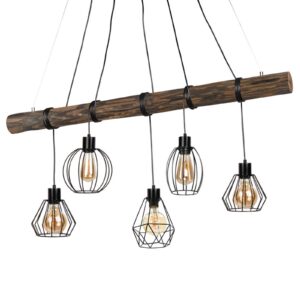 Svítidlo Envostar černá/tmavé dřevo kov/borové dřevo mořené