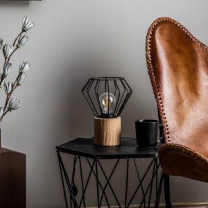 Svítidlo Envostar černá/světlé dřevo kov/dubové dřevo naolejované