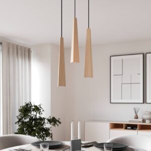 Svítidlo Envostar světlé dřevo/černá dřevo/kov/textil