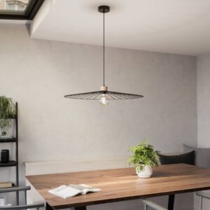 Svítidlo Envostar černá/světlé dřevo kov/dubové dřevo naolejované