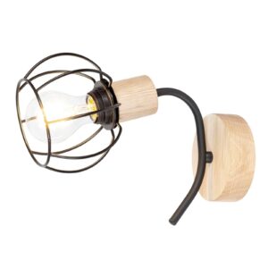 Svítidlo Envostar světlé dřevo/černá dubové dřevo naolejované/kov