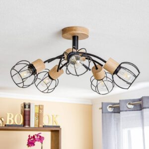 Svítidlo Envostar světlé dřevo/černá dubové dřevo naolejované/kov