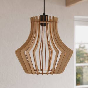 Svítidlo Envostar černá/světlé dřevo kov/textil/březová překližka