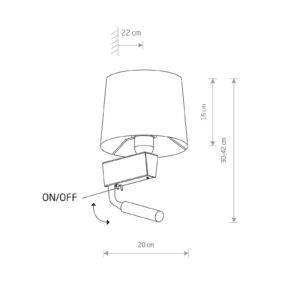 Svítidlo Euluna šedý/bílý látka/ocel