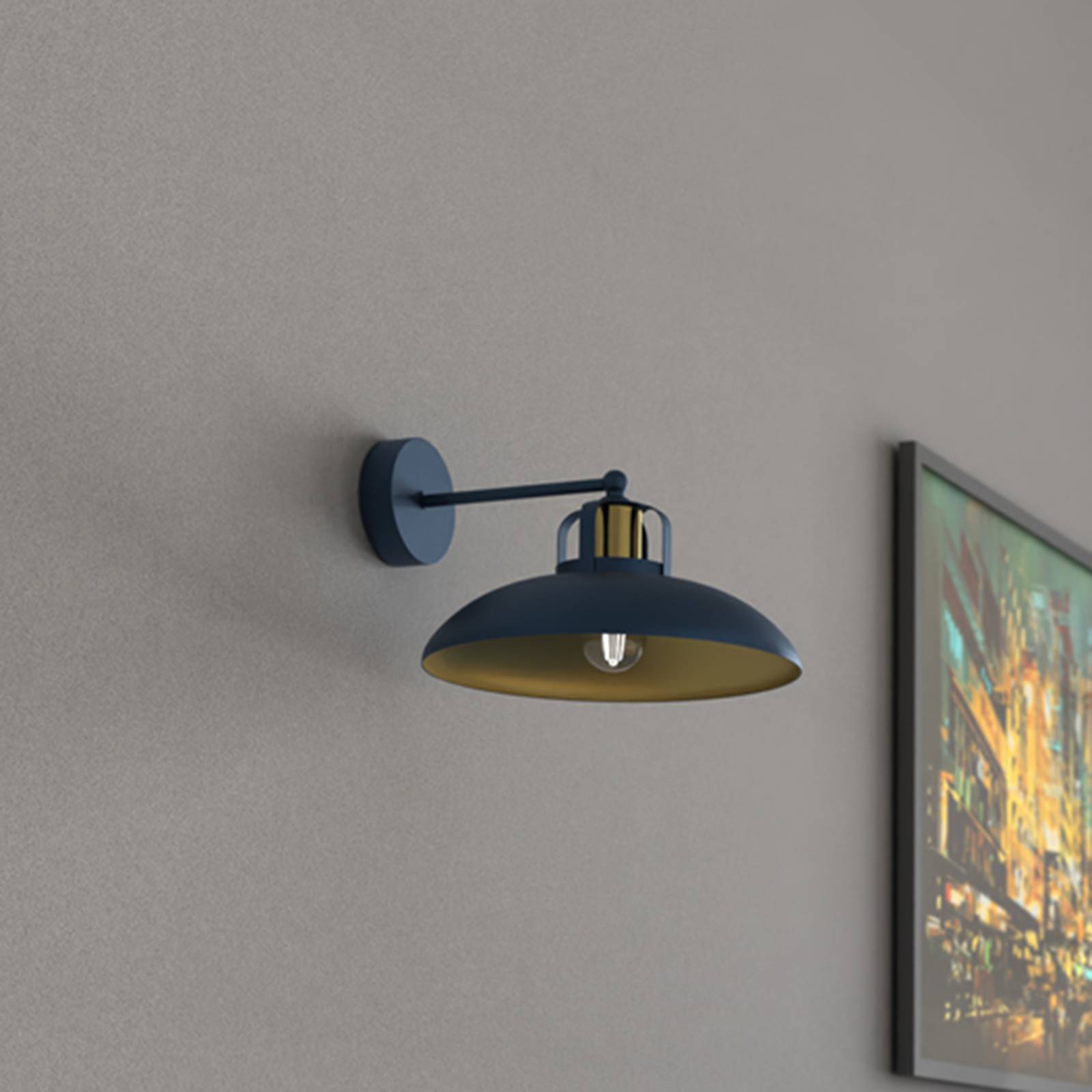 Svítidlo Euluna modrá/zlatá kov