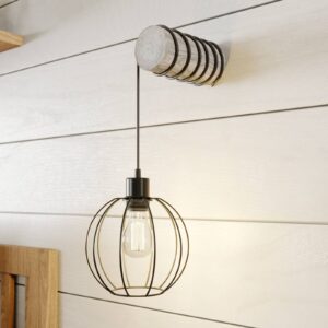 Svítidlo Euluna šedá mořená/černá borové dřevo/kov/plast