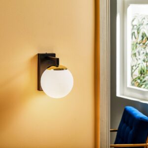 Svítidlo Euluna opálová/černá/mosaz sklo/ocel