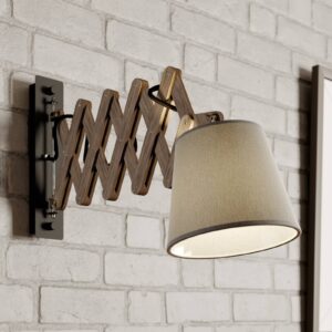 Svítidlo Euluna světlé dřevo/šedá dřevo/látka