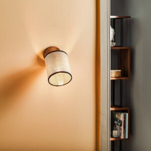 Svítidlo Euluna ořech/černá/béžová borovicové dřevo/kov/textil