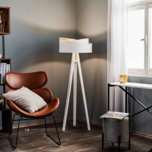 Svítidlo Euluna bílá/zlatá dřevo/textil