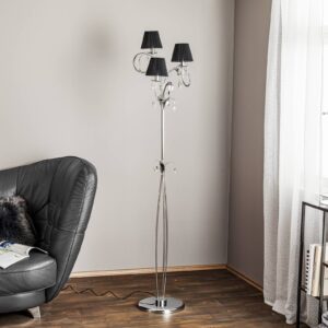 Svítidlo Euluna chrom/černá/čirá železo/tkaniny/křišťálové sklo K9