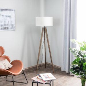 Svítidlo Euluna ořech/béžová dřevo/kov/textil