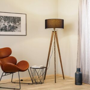 Svítidlo Euluna ořech/černá dřevo/kov/textil