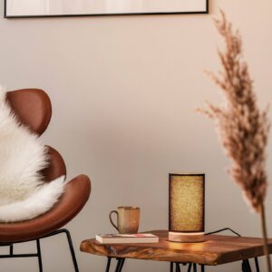 Svítidlo Euluna naolejovaný dub/černá dubové dřevo/látka