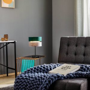 Svítidlo Euluna šedá/tmavě zelená/černá/zlatá samet/kov