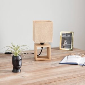 Svítidlo Euluna naolejovaný dub/béžová dubové dřevo/textil