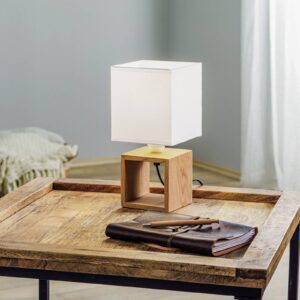 Svítidlo Euluna olejovaný dub/bílá dubové dřevo/textil