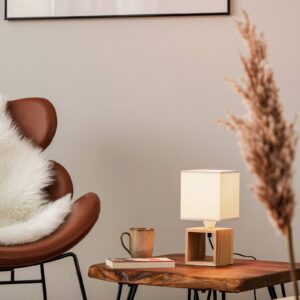 Svítidlo Euluna naolejovaný dub/šedá dubové dřevo/textil