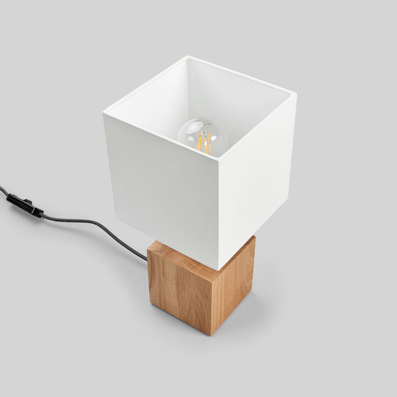 Spot-Light Stolní lampa Trongo krychle olejovaná stínidlo, Obývací pokoj / jídelna, textil, dřevo, kov, E27, 60W, K: 31cm - Image 4