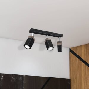 Svítidlo Euluna černá/hnědá kov/dřevo