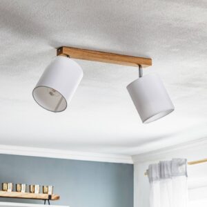 Svítidlo Euluna bílá/dub olejovaný textil/dub