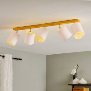 Svítidlo Euluna bílá/dub olejovaný textil/dub