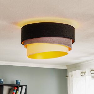 Svítidlo Euluna černá/šedá/ecru/zlatá textilie/PVC