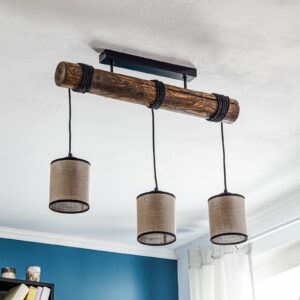 Svítidlo Euluna ořech/béžová kov/borovice/textil