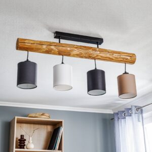 Svítidlo Euluna mořená borovice/černá/bílá/hnědá/antracitová borové dřevo/tkanina/kov