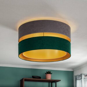 Svítidlo Euluna šedá/tmavě zelená/zlatá samet