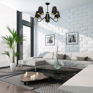 Svítidlo Euluna černá/zlatá kov/textil