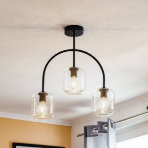 Svítidlo Euluna černá/čirá ocel/sklo