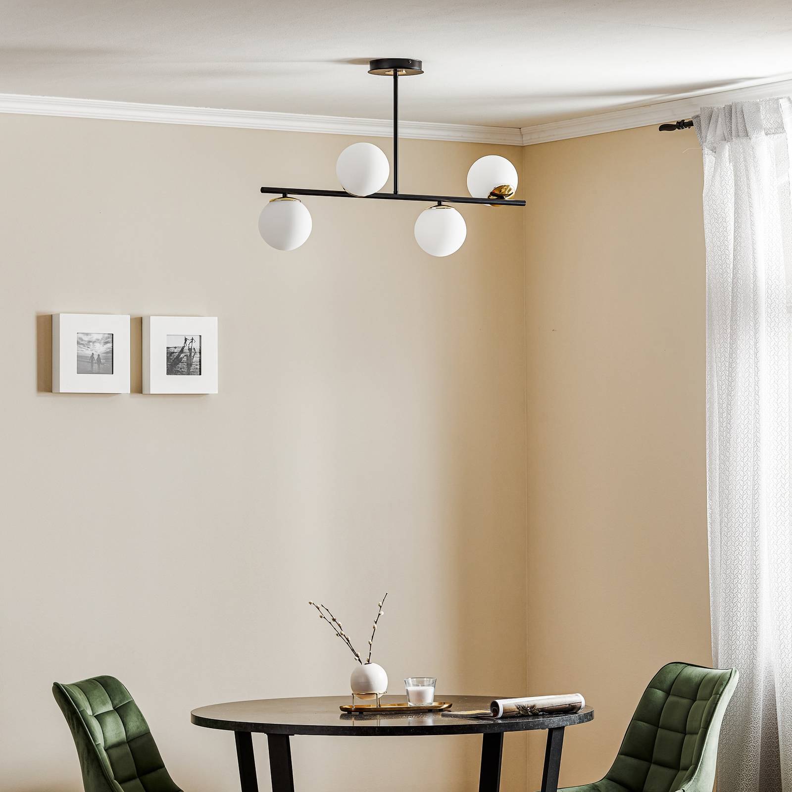 Svítidlo Euluna černá/zlatá/opálová bílá ocel práškovaná/sklo